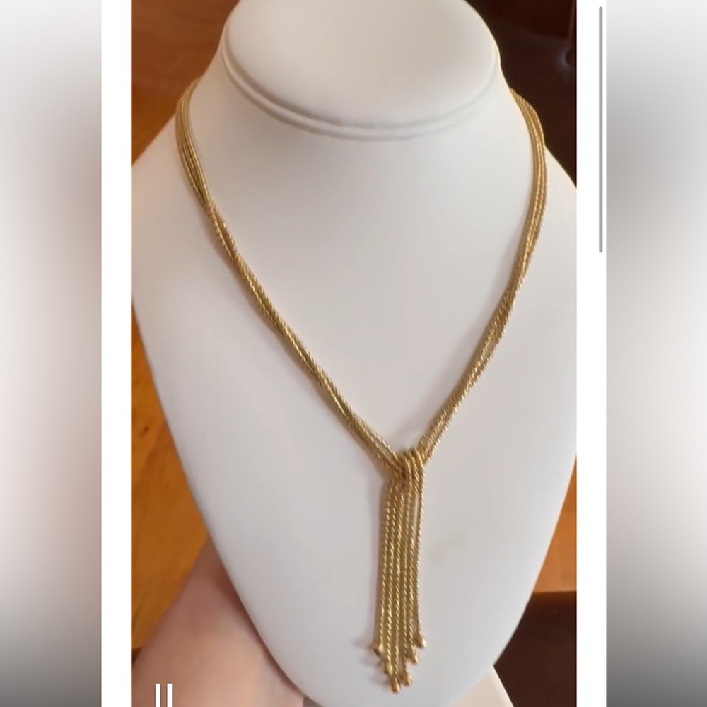 Jacamel 925 Gold Vermeil Fancy Popcorn Layered Tassel Necklace